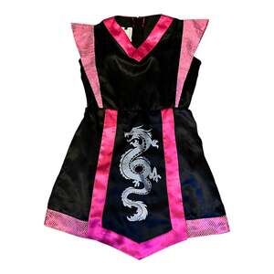 Pink Black Ninja Warrior Halloween Costume Dress Dragon Girls Small S 6 Cosplay